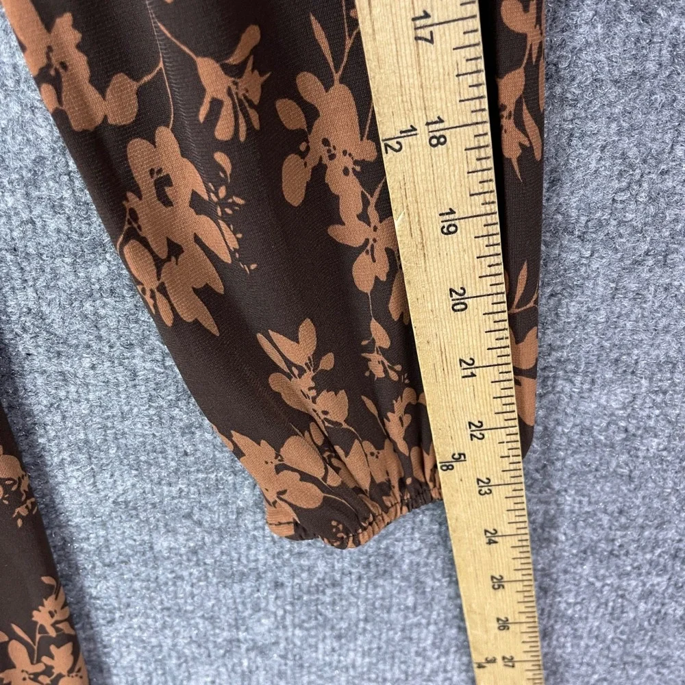 New Gilli Floral Mini Dress Womens Small Brown NWT Long Sleeve V-Neck Faux Wrap